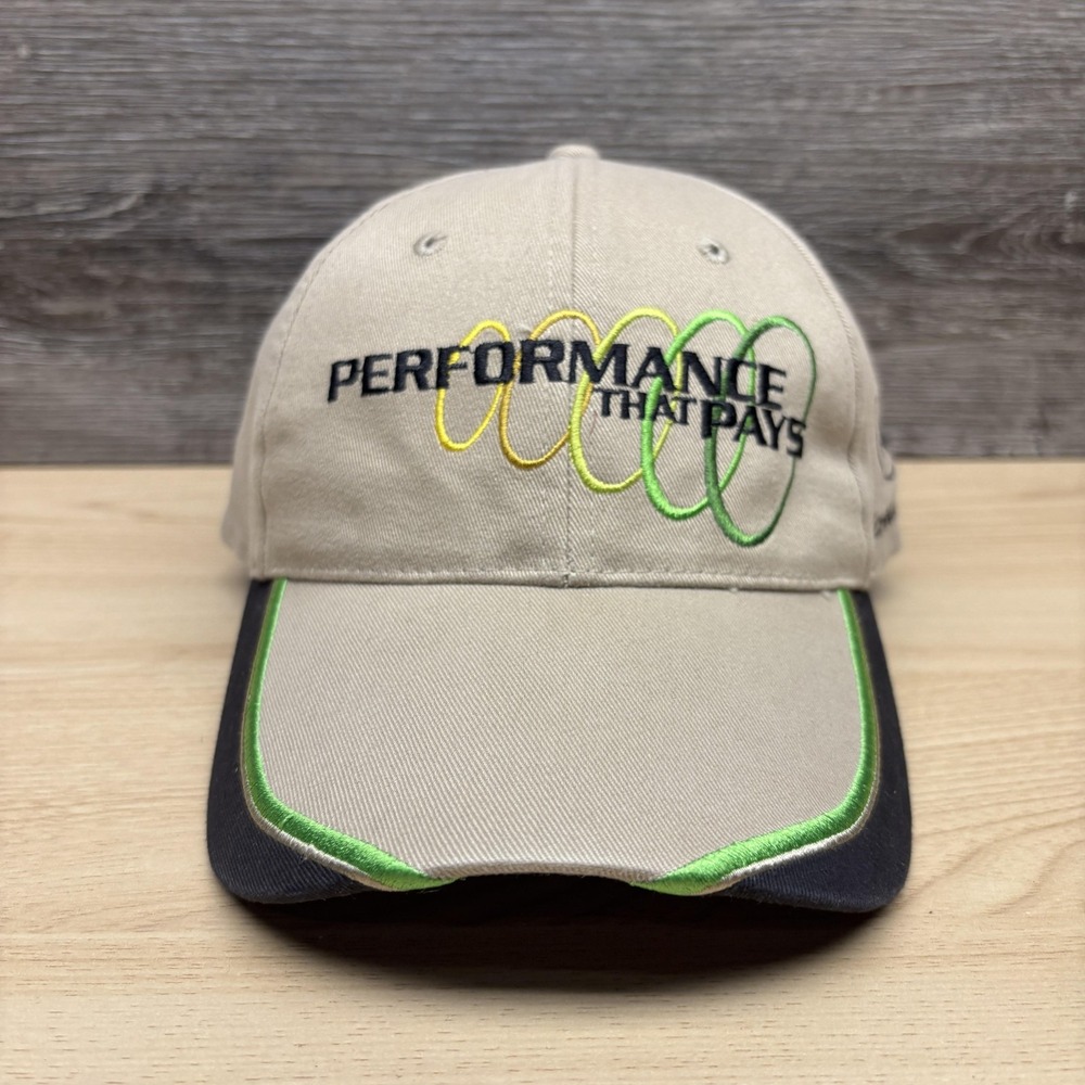 Vintage John Deere Hat Cap Strap Back Khaki Performance That Pays Mens 00s